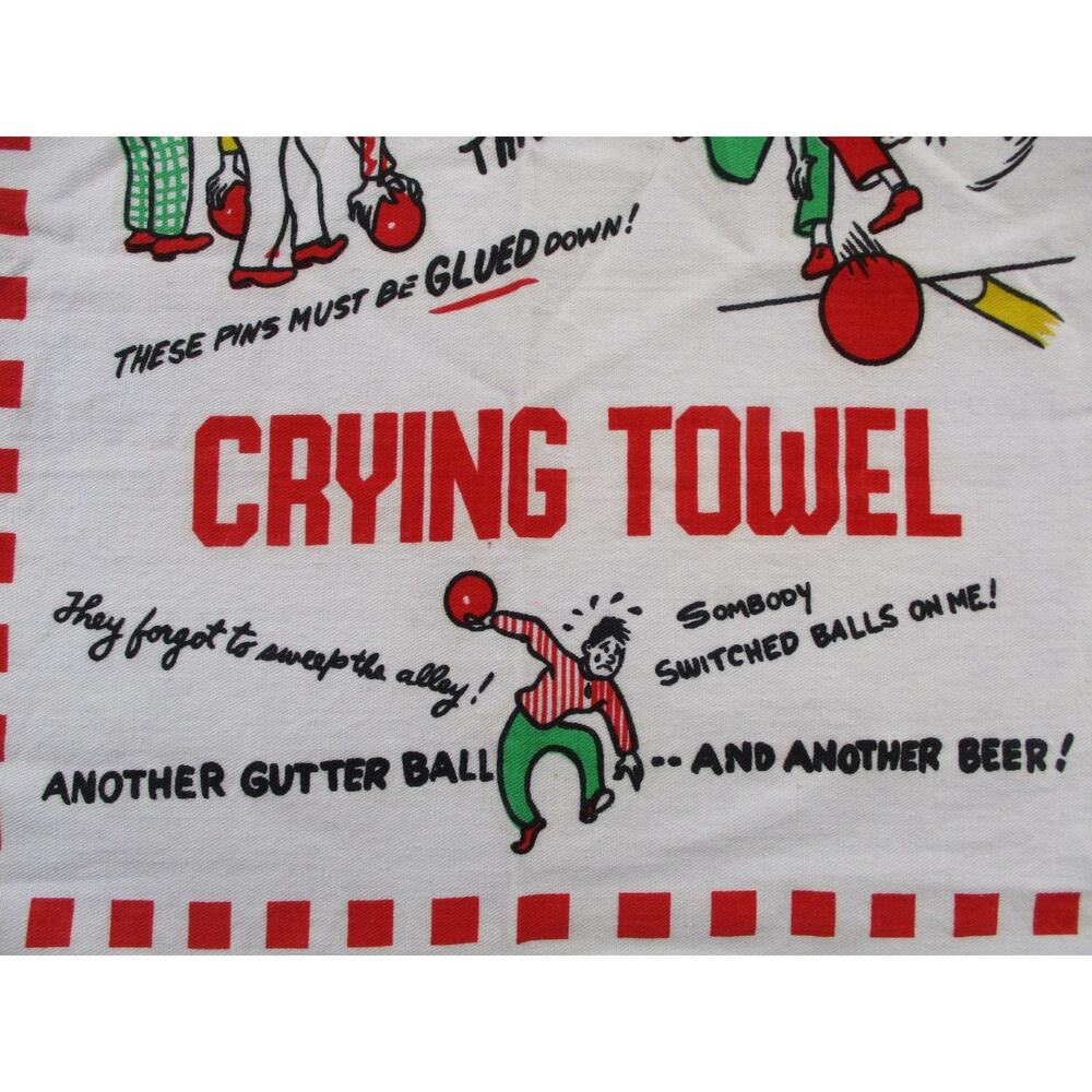 Bowler's Crying Towel Multicolor Cotton Retro Bowling Kitchen Tea Towel Humor - Picture 3 of 14
